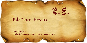 Mázor Ervin névjegykártya